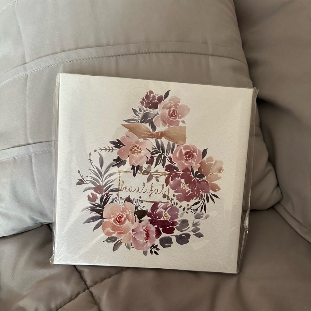 Floral Canvas Art “beautiful” with Flowers NWT